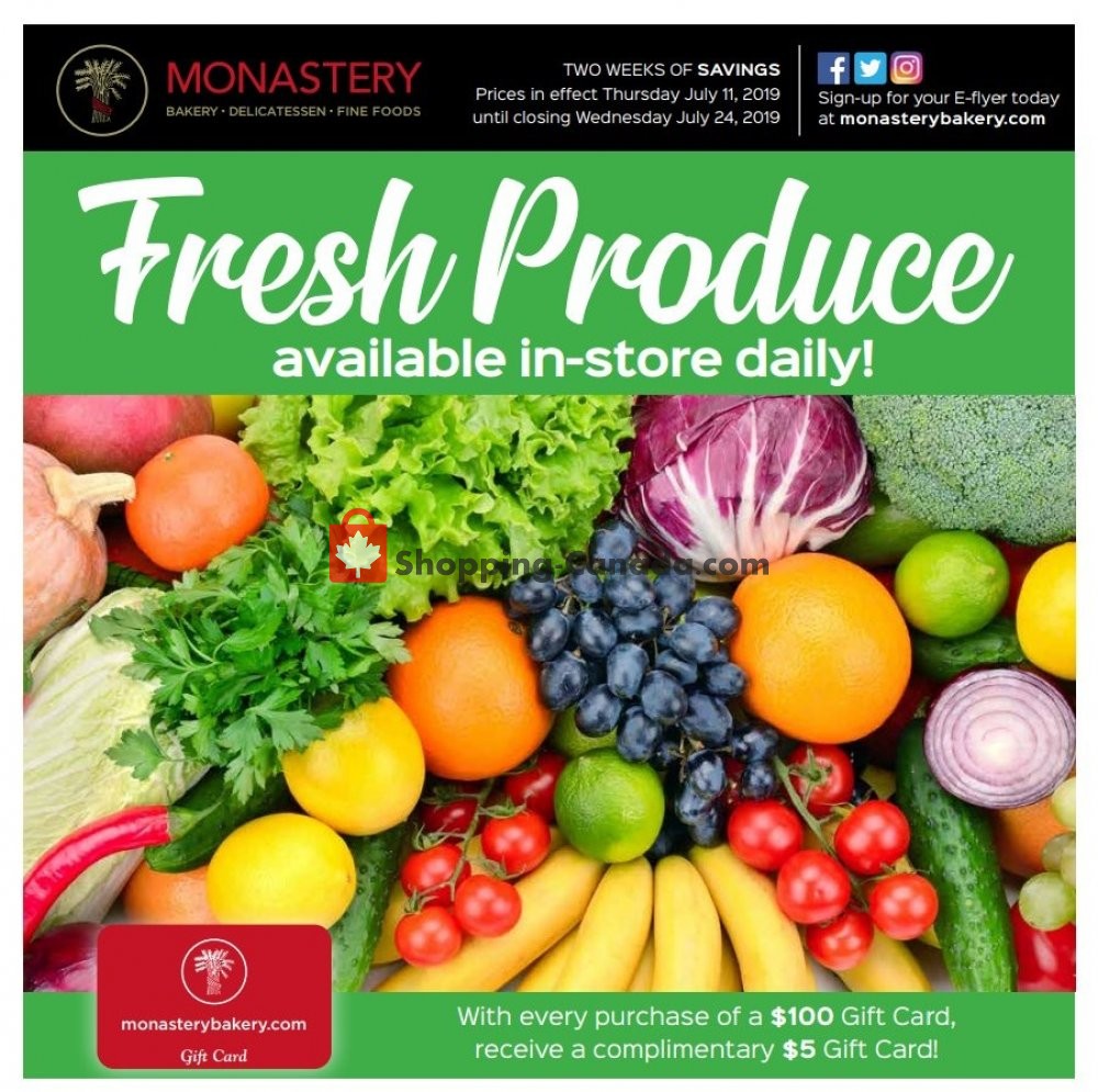 Monastery Bakery flyer from Thursday July 11, 2019 to Wednesday July 24, 2019 - page 1