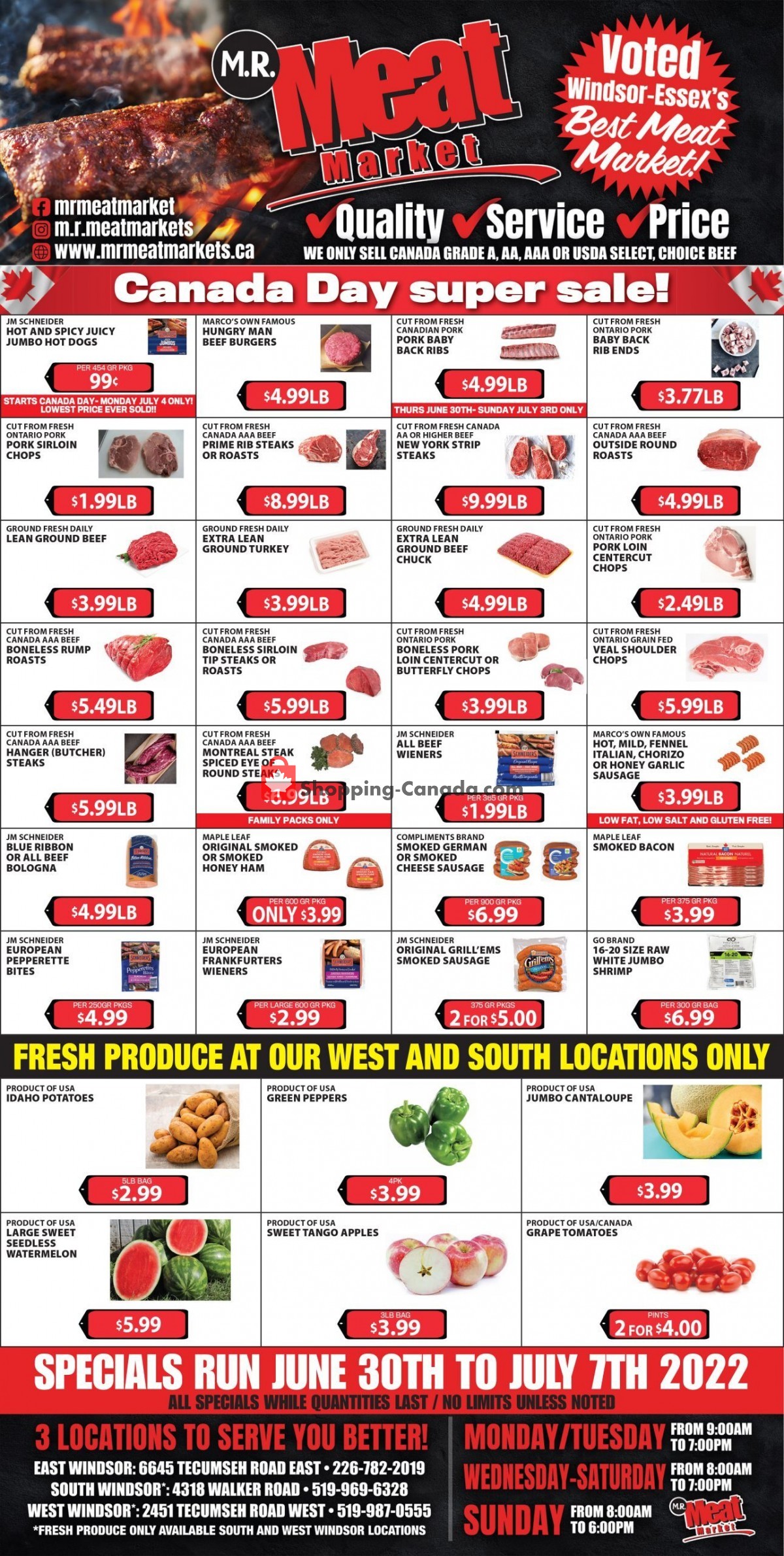 M.R. Meat Market Canada, flyer (Canada Day Super Sale) June 30