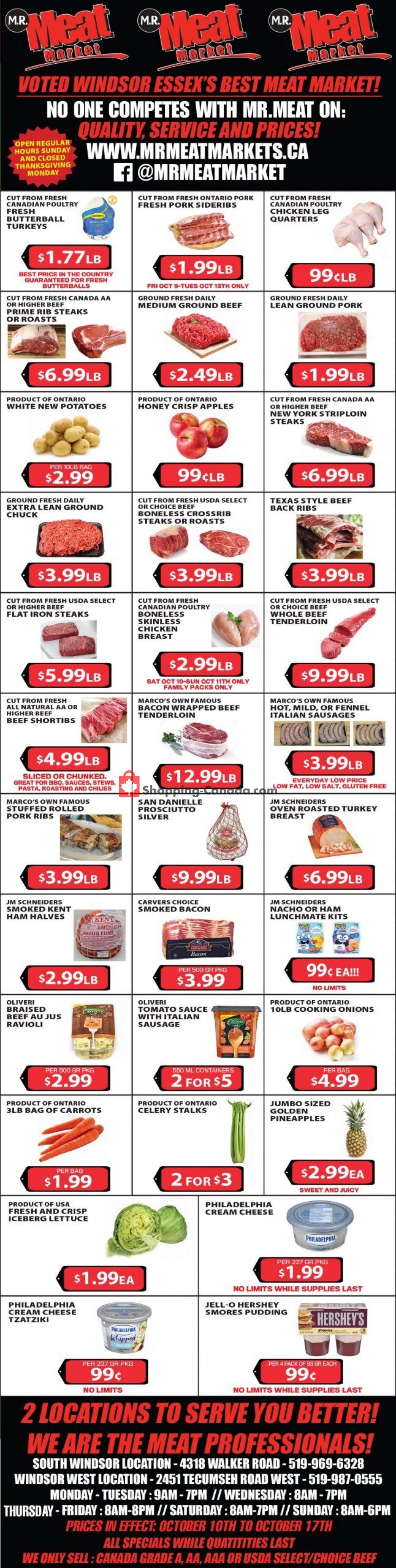 M.R. Meat Market flyer from Saturday October 10, 2020 to Saturday October 17, 2020 - page 1