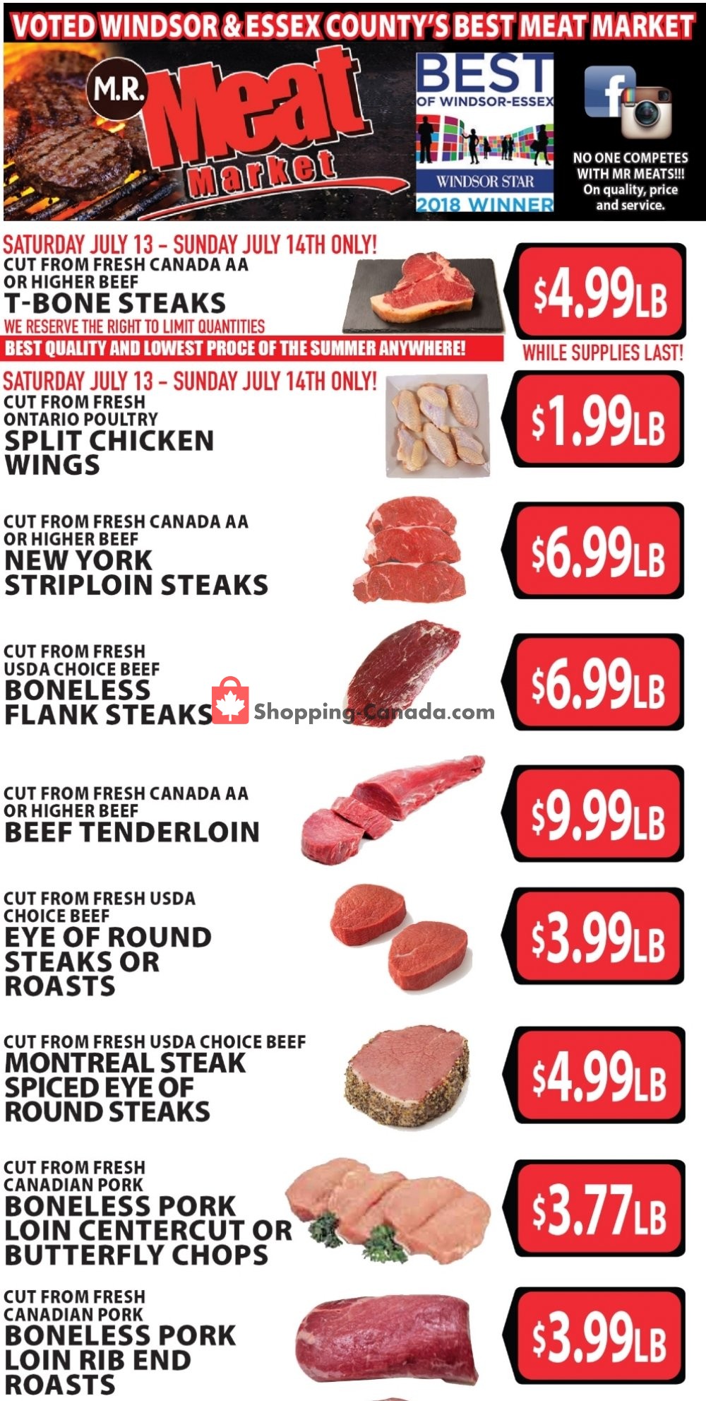 M.R. Meat Market flyer from Saturday July 13, 2019 to Saturday July 20, 2019 - page 1