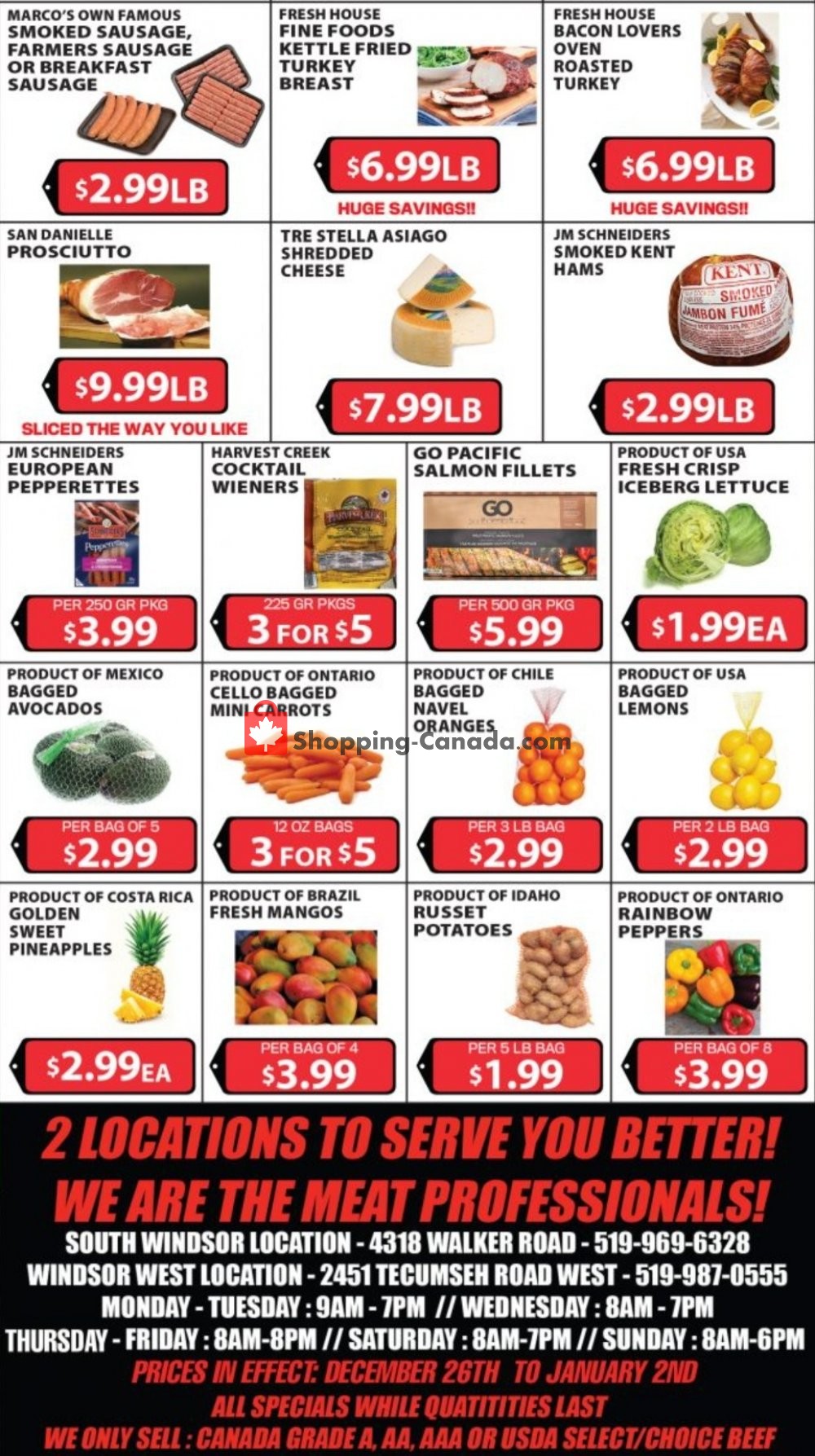 M.R. Meat Market Canada, flyer (Special Deals) December 26 January
