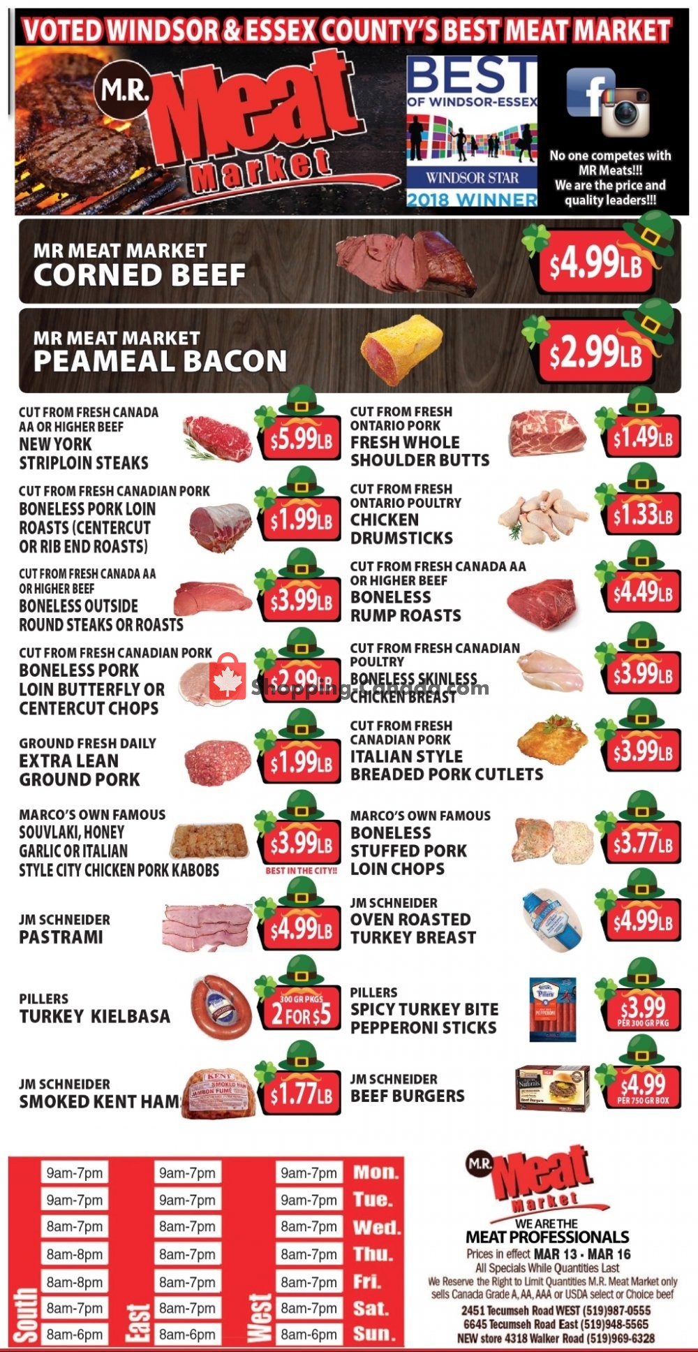 M.R. Meat Market Canada, flyer (Special Offer) March 13 March 16