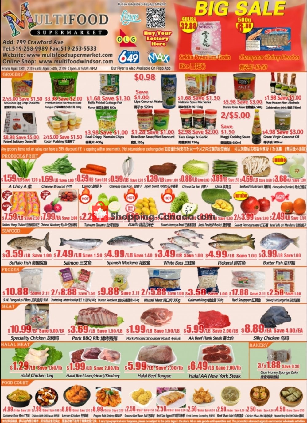 MultiFood Supermarket flyer from Thursday April 18, 2019 to Wednesday April 24, 2019 - page 1