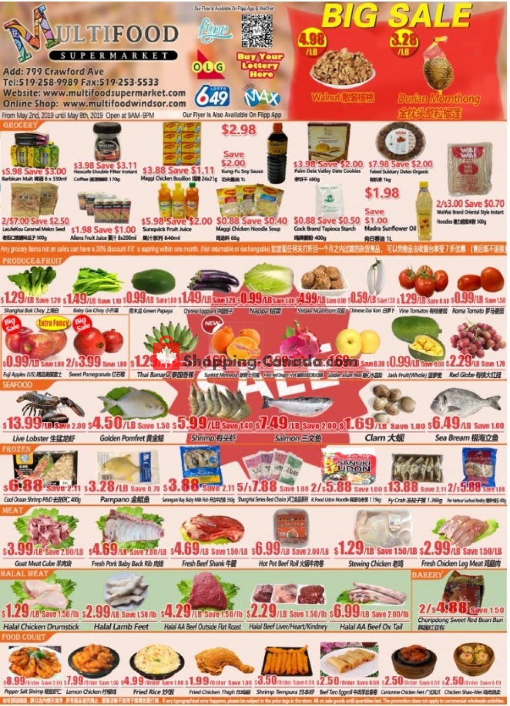 MultiFood Supermarket flyer from Thursday May 2, 2019 to Wednesday May 8, 2019 - page 1