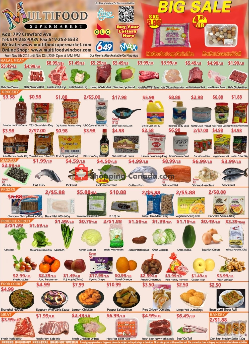MultiFood Supermarket flyer from Thursday November 7, 2019 to Wednesday November 13, 2019 - page 1