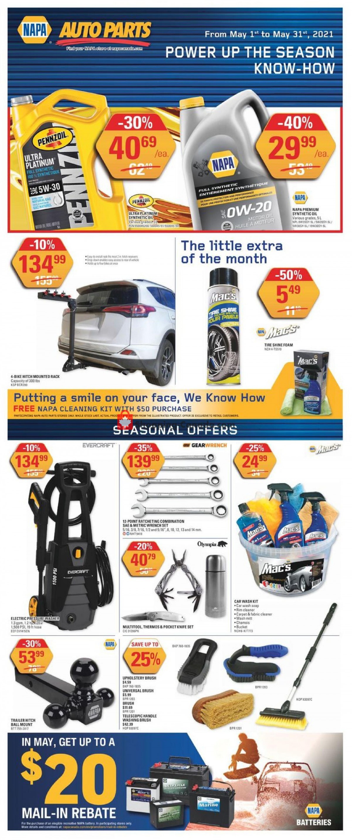 NAPA flyer from Saturday May 1, 2021 to Monday May 31, 2021 - page 1