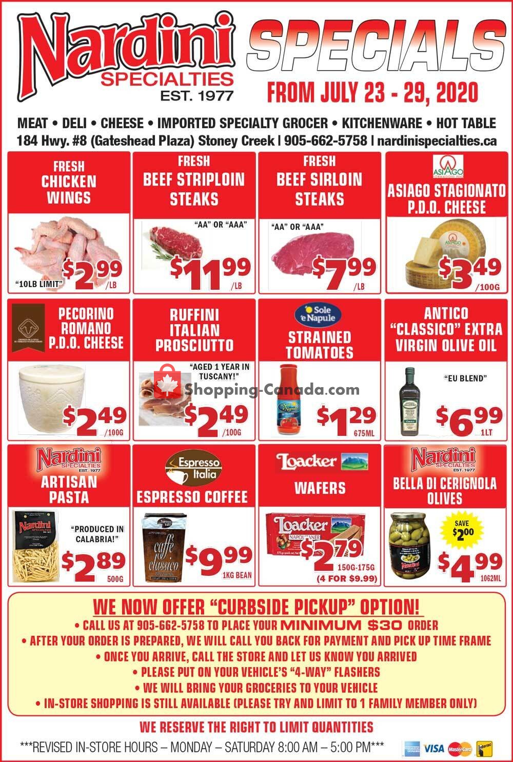 Nardini Specialties flyer from Thursday July 23, 2020 to Wednesday July 29, 2020 - page 1