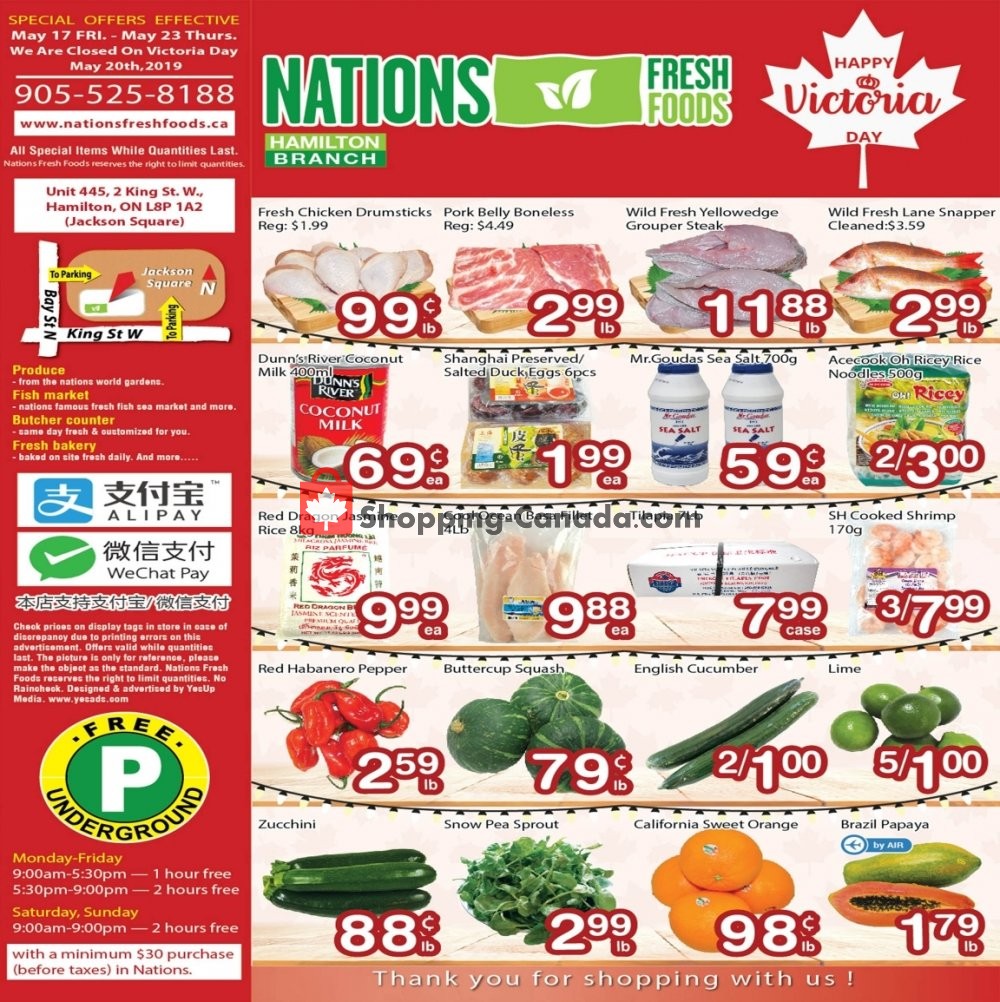 Nations Fresh Foods flyer from Friday May 17, 2019 to Thursday May 23, 2019 - page 1