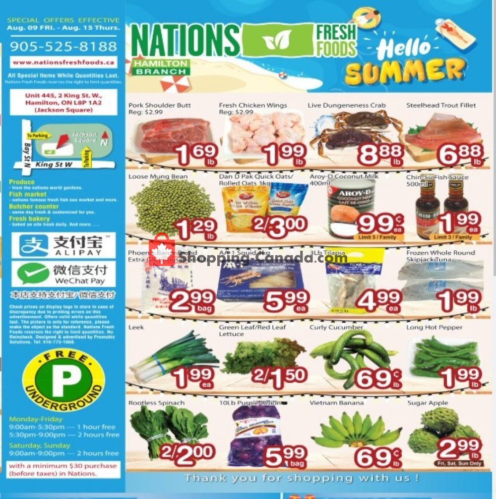 Nations Fresh Foods flyer from Friday August 9, 2019 to Thursday August 15, 2019 - page 1