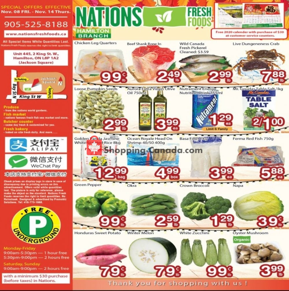 Nations Fresh Foods flyer from Friday November 8, 2019 to Thursday November 14, 2019 - page 1