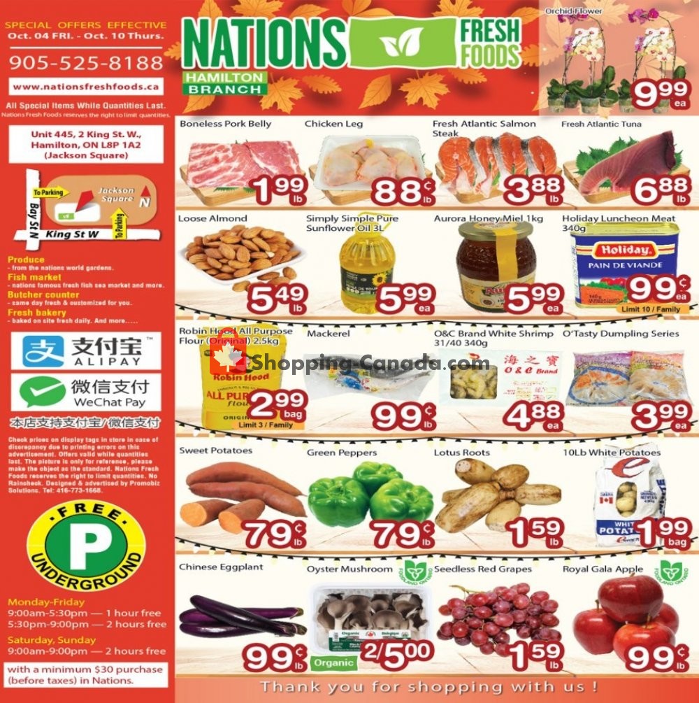 Nations Fresh Foods flyer from Friday October 4, 2019 to Thursday October 10, 2019 - page 1
