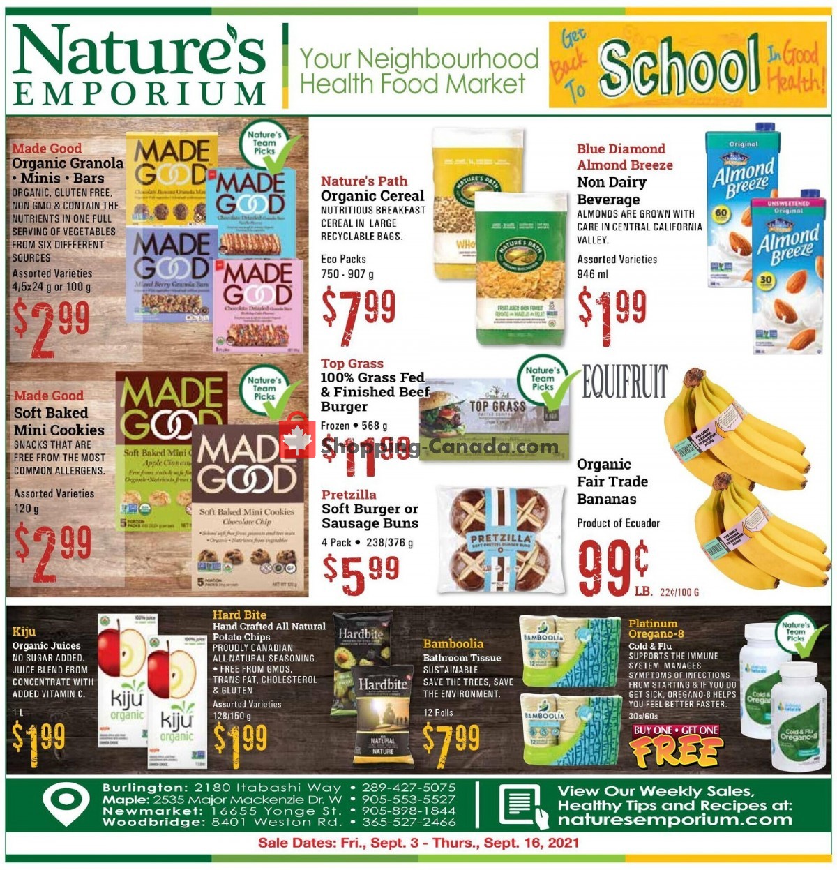 Nature's Emporium flyer from Friday September 3, 2021 to Thursday September 16, 2021 - page 1