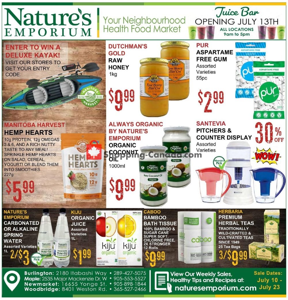 Nature's Emporium flyer from Friday July 10, 2020 to Thursday July 23, 2020 - page 1