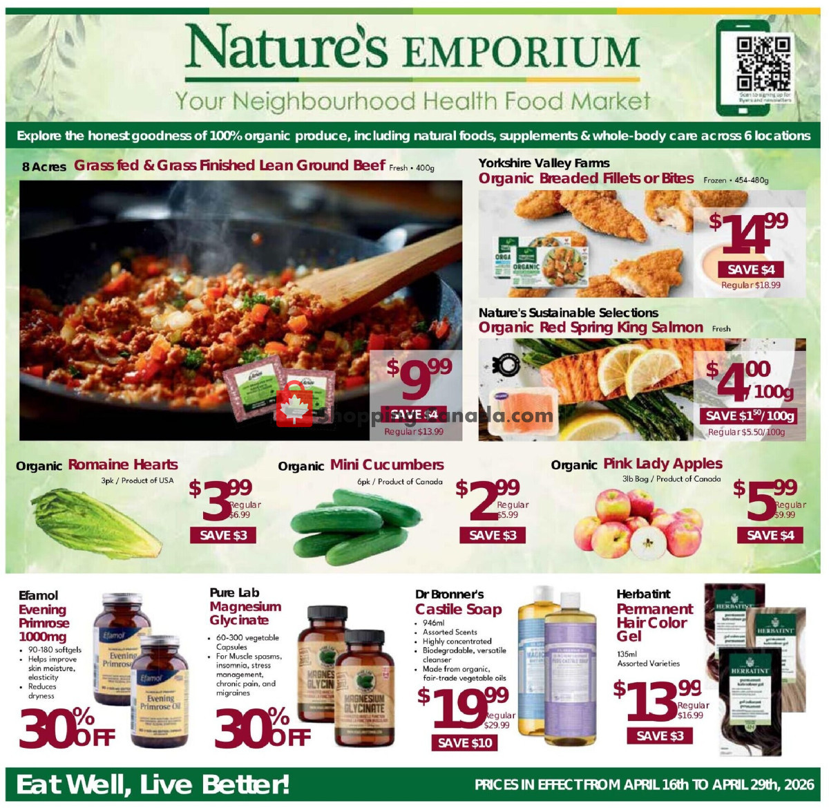 Nature's Emporium flyer from Thursday April 16, 2026 to Wednesday April 29, 2026 - page 1