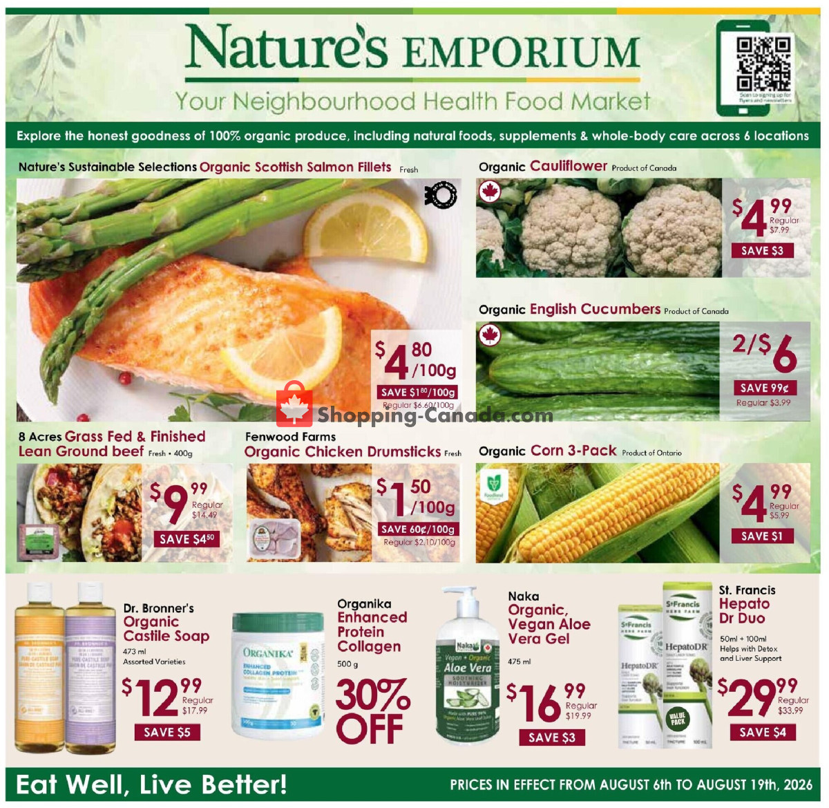 Nature's Emporium flyer from Thursday August 6, 2026 to Wednesday August 19, 2026 - page 1