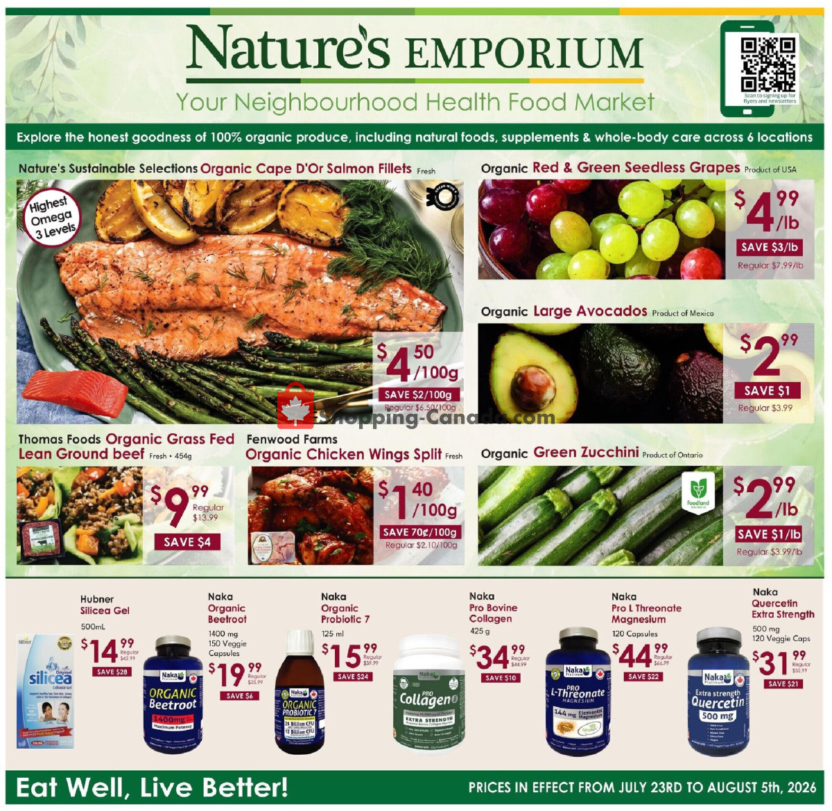 Nature's Emporium flyer from Thursday July 23, 2026 to Wednesday August 5, 2026 - page 1