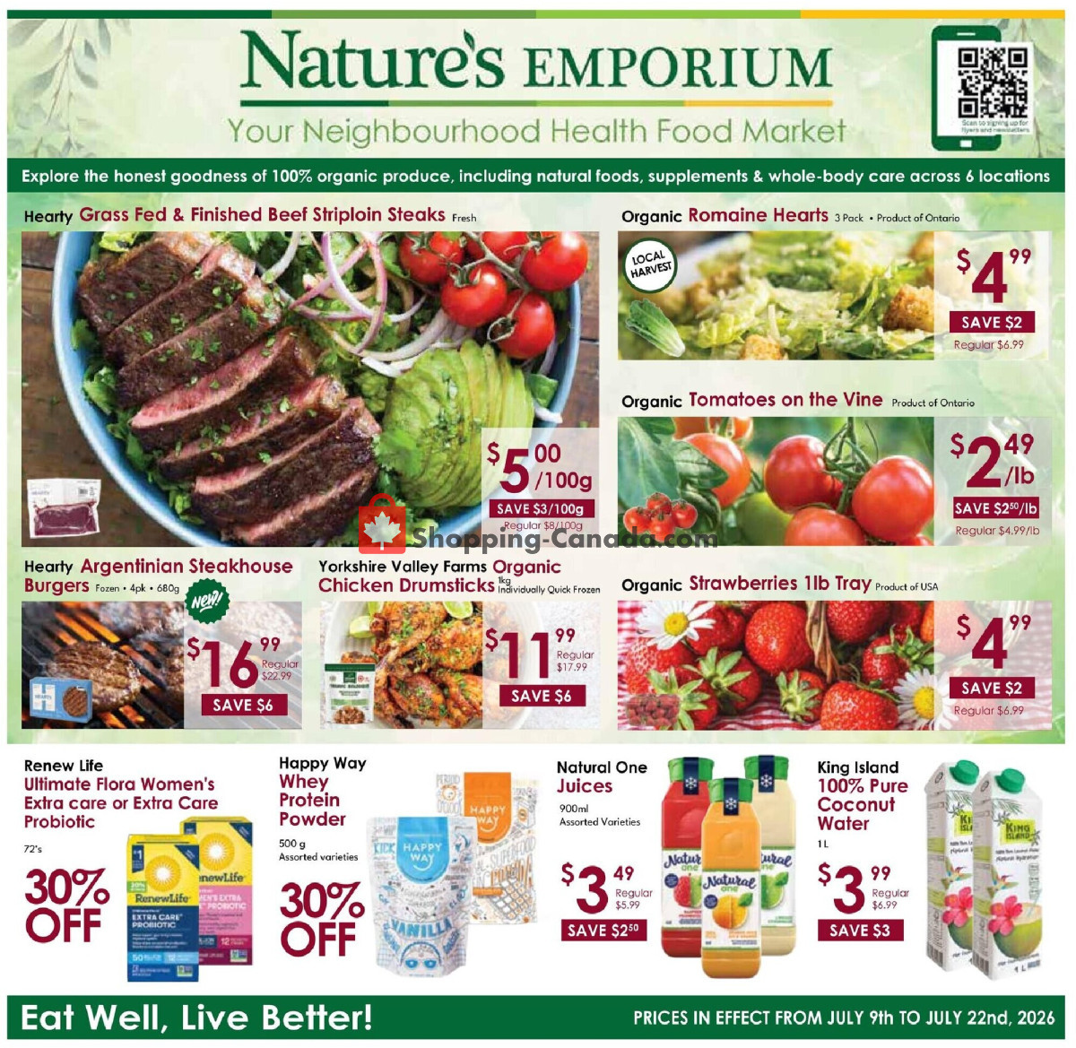 Nature's Emporium flyer from Thursday July 9, 2026 to Wednesday July 22, 2026 - page 1