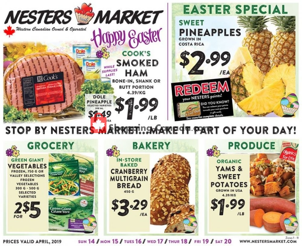 Nesters Market Grocery Stores flyer from Sunday April 14, 2019 to Saturday April 20, 2019 - page 1