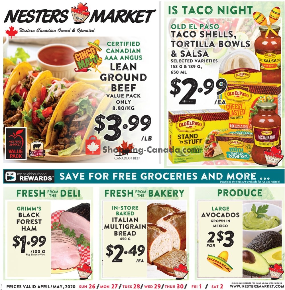 Nesters Market Grocery Stores flyer from Sunday April 26, 2020 to Saturday May 2, 2020 - page 1