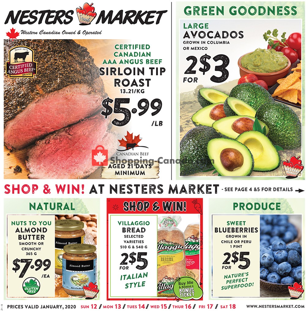 Nesters Market Grocery Stores flyer from Sunday January 12, 2020 to Saturday January 18, 2020 - page 1