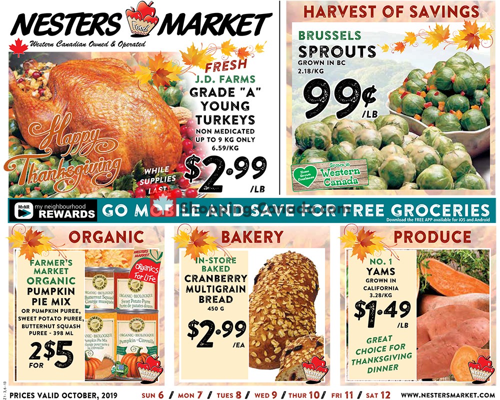 Nesters Market Grocery Stores flyer from Sunday October 6, 2019 to Saturday October 12, 2019 - page 1