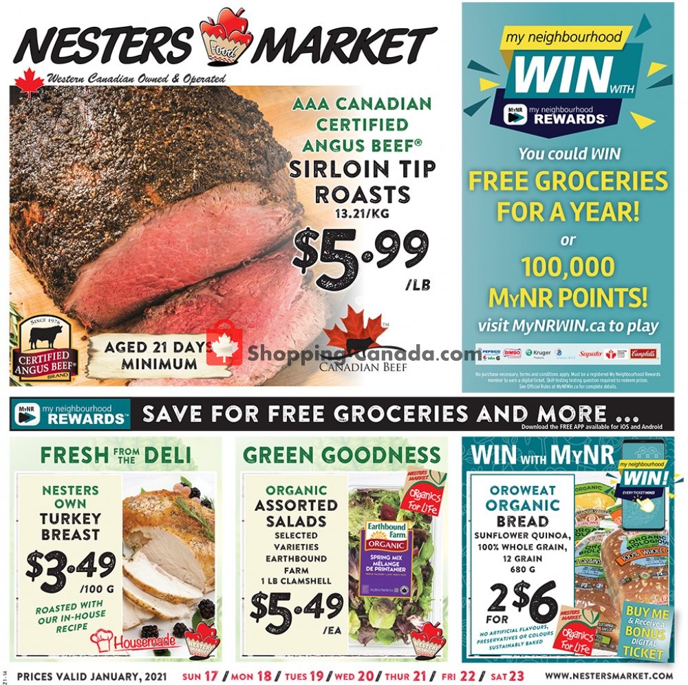 Nesters Market Grocery Stores flyer from Sunday January 17, 2021 to Saturday January 23, 2021 - page 1