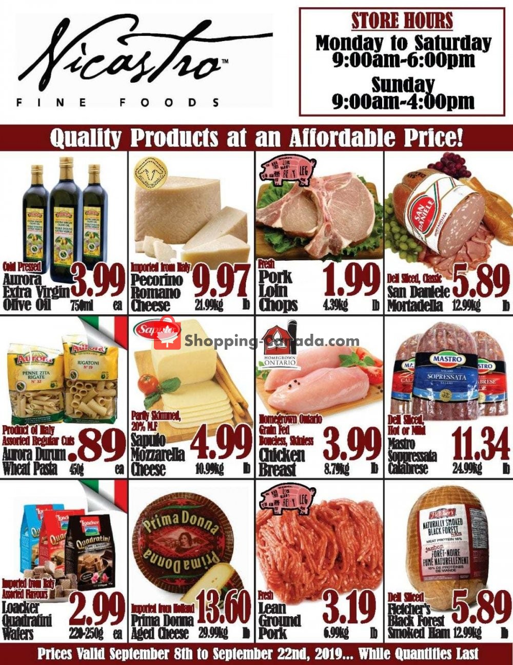 NICASTRO'S Italian Food flyer from Sunday September 8, 2019 to Sunday September 22, 2019 - page 1