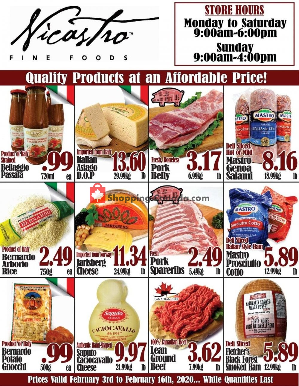 NICASTRO'S Italian Food flyer from Monday February 3, 2020 to Sunday February 16, 2020 - page 1