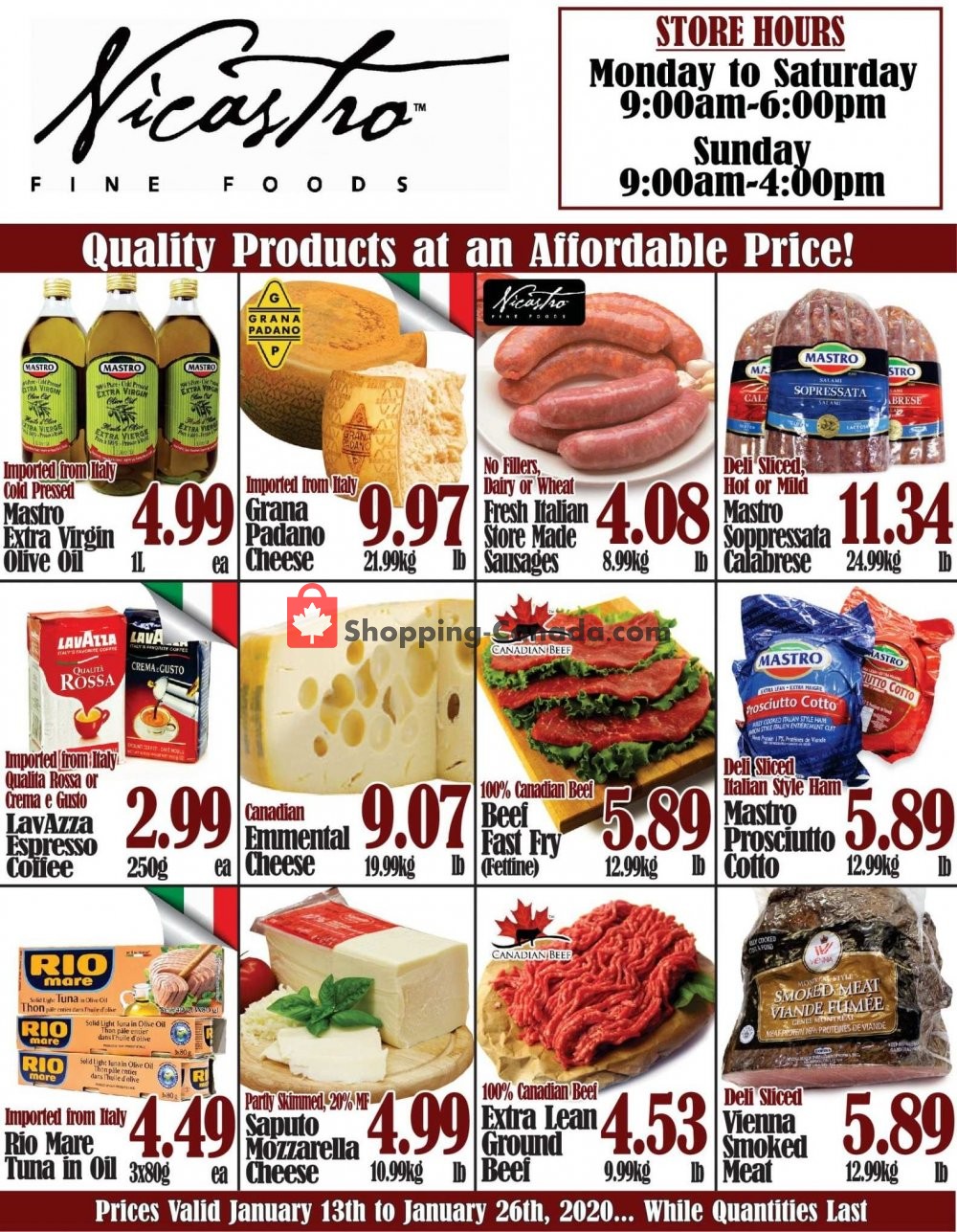 NICASTRO'S Italian Food flyer from Monday January 13, 2020 to Sunday January 26, 2020 - page 1