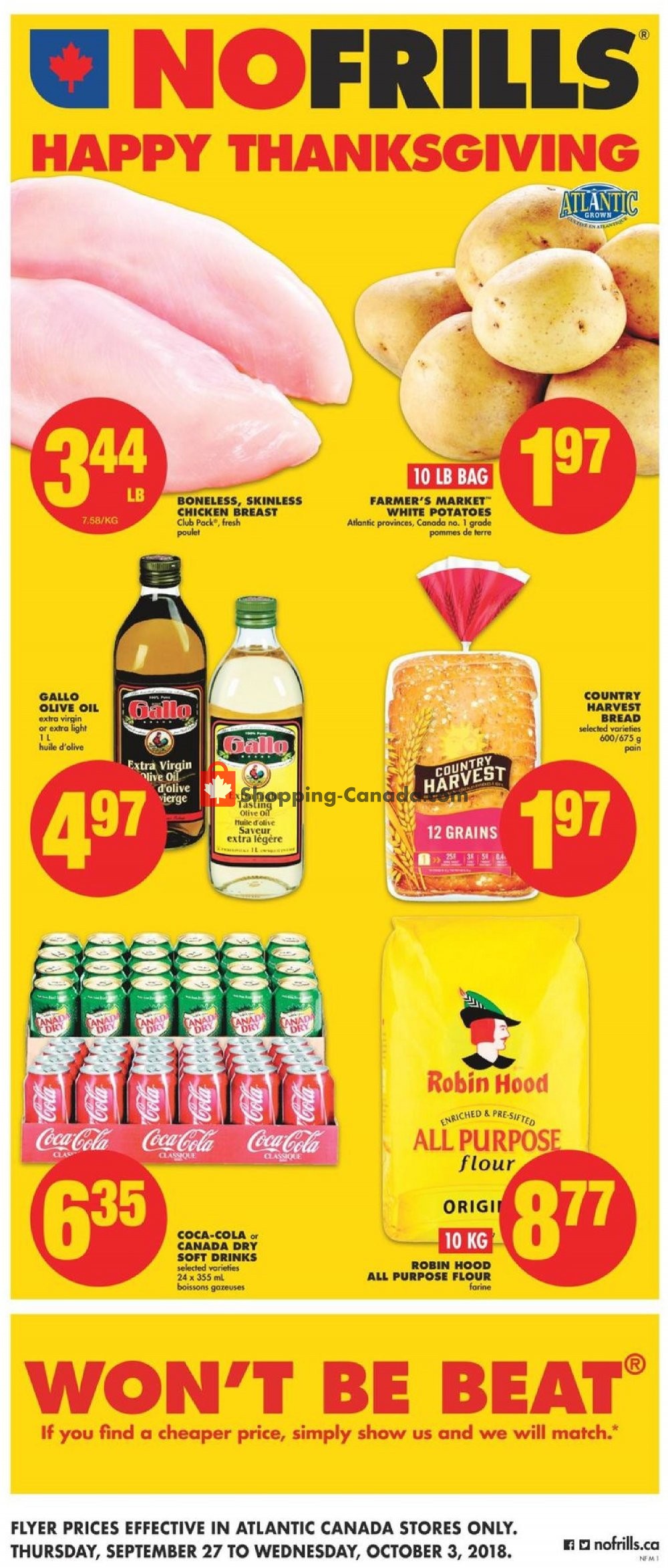 No Frills flyer from Thursday September 27, 2018 to Wednesday October 3, 2018 - page 1