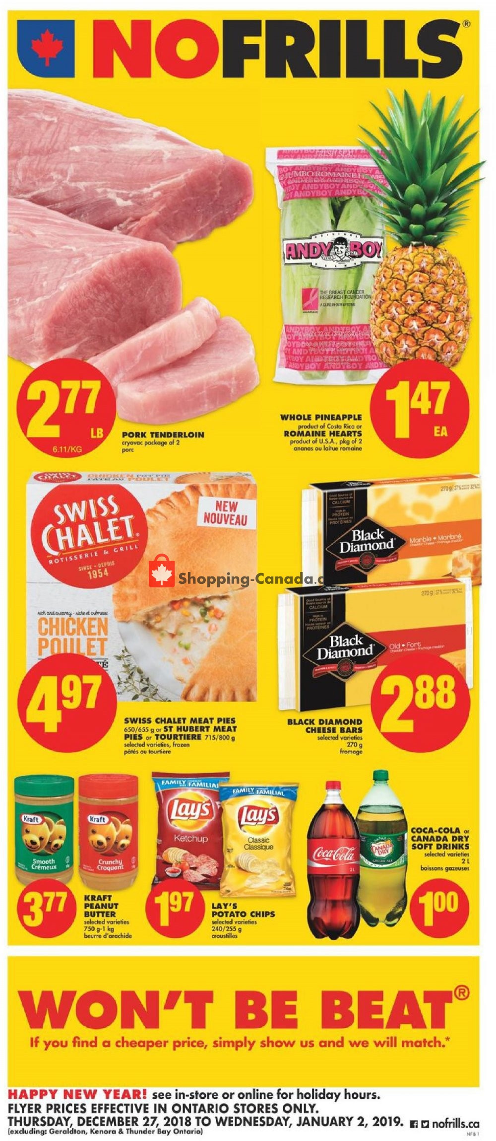 No Frills flyer from Thursday December 27, 2018 to Wednesday January 2, 2019 - page 1