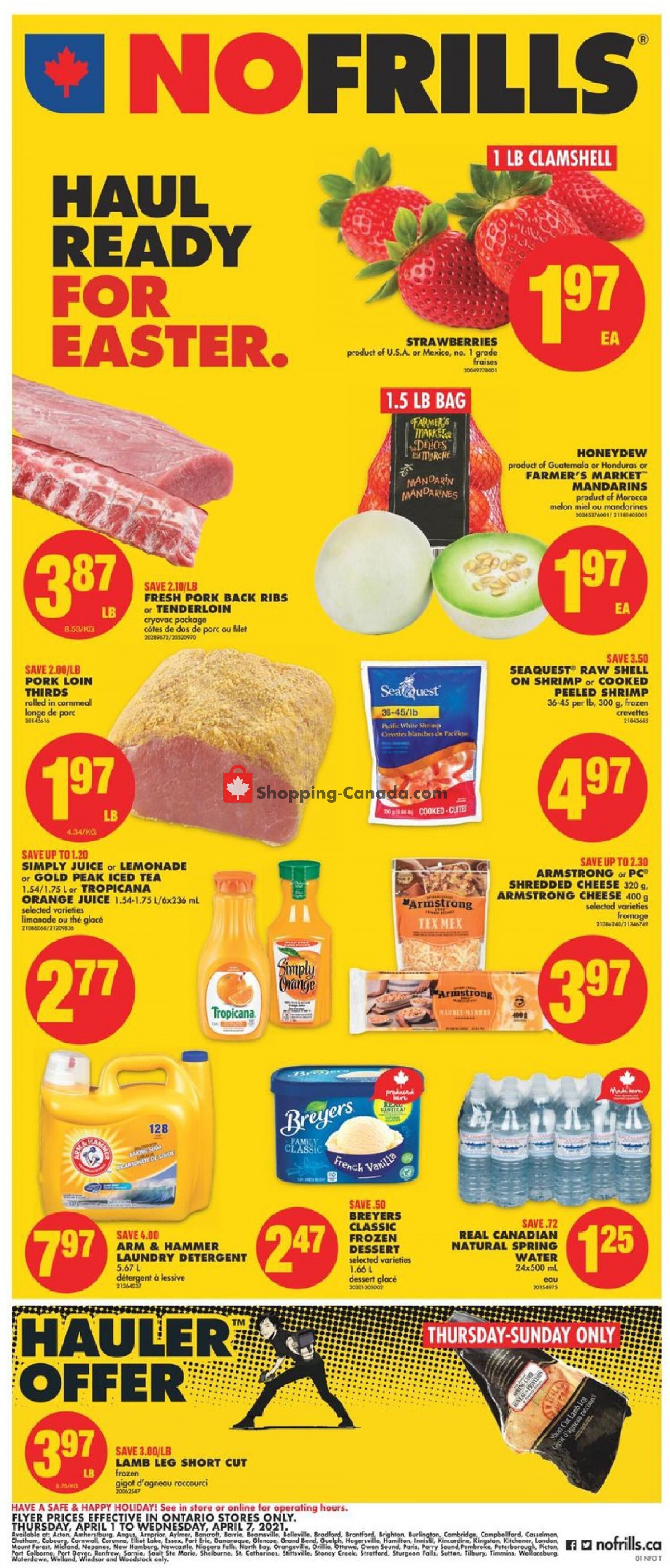 No Frills flyer from Thursday April 1, 2021 to Wednesday April 7, 2021 - page 1