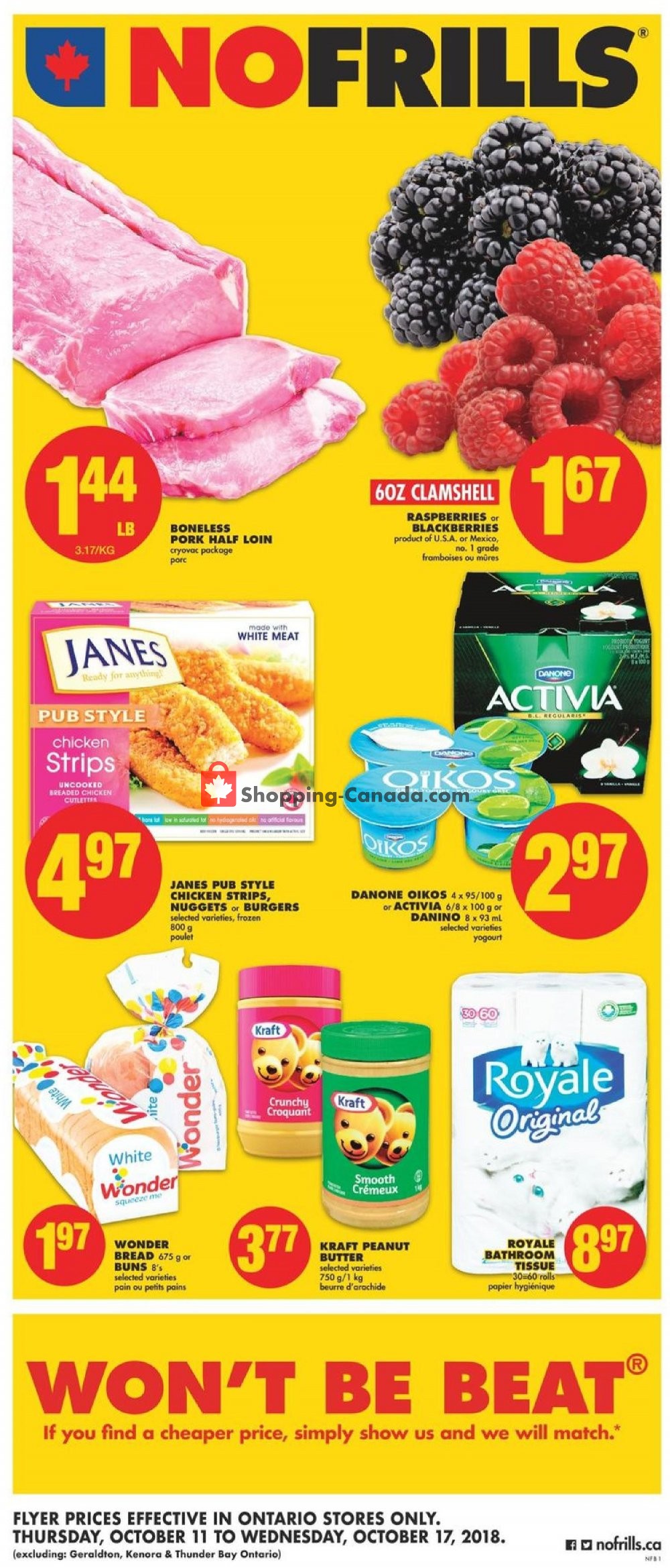 No Frills flyer from Thursday October 11, 2018 to Wednesday October 17, 2018 - page 1