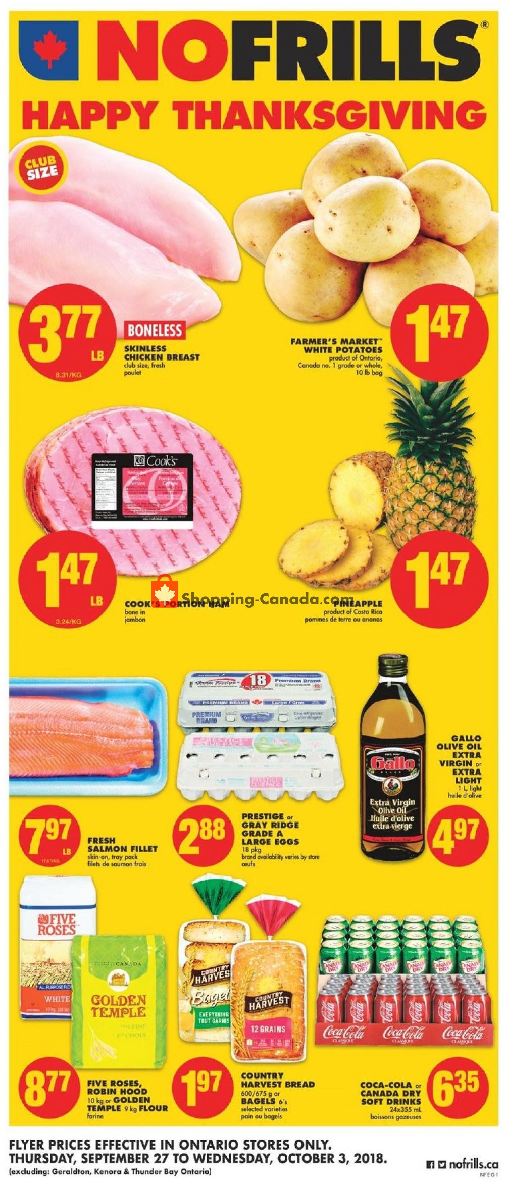 No Frills flyer from Thursday September 27, 2018 to Wednesday October 3, 2018 - page 1