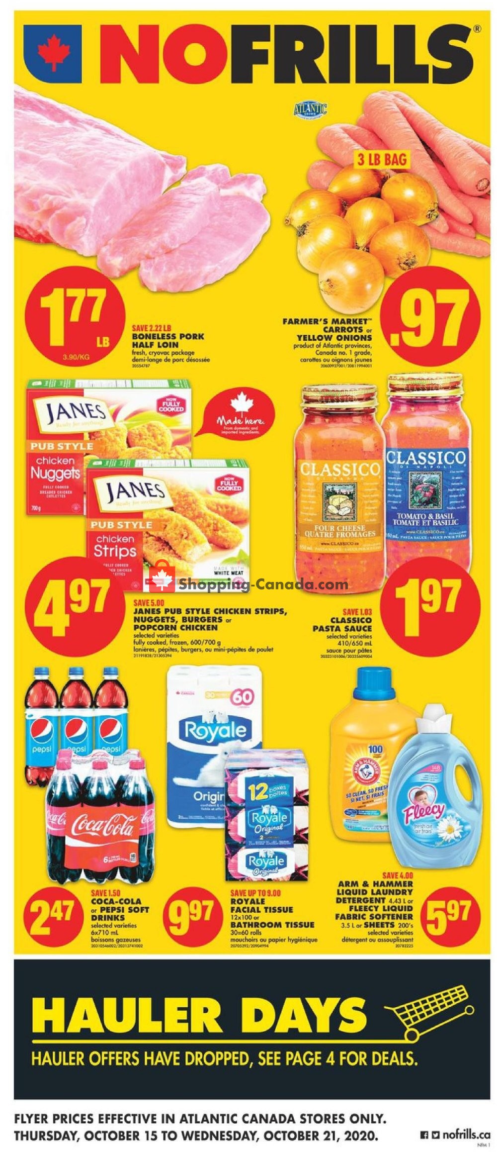 No Frills flyer from Thursday October 15, 2020 to Wednesday October 21, 2020 - page 1