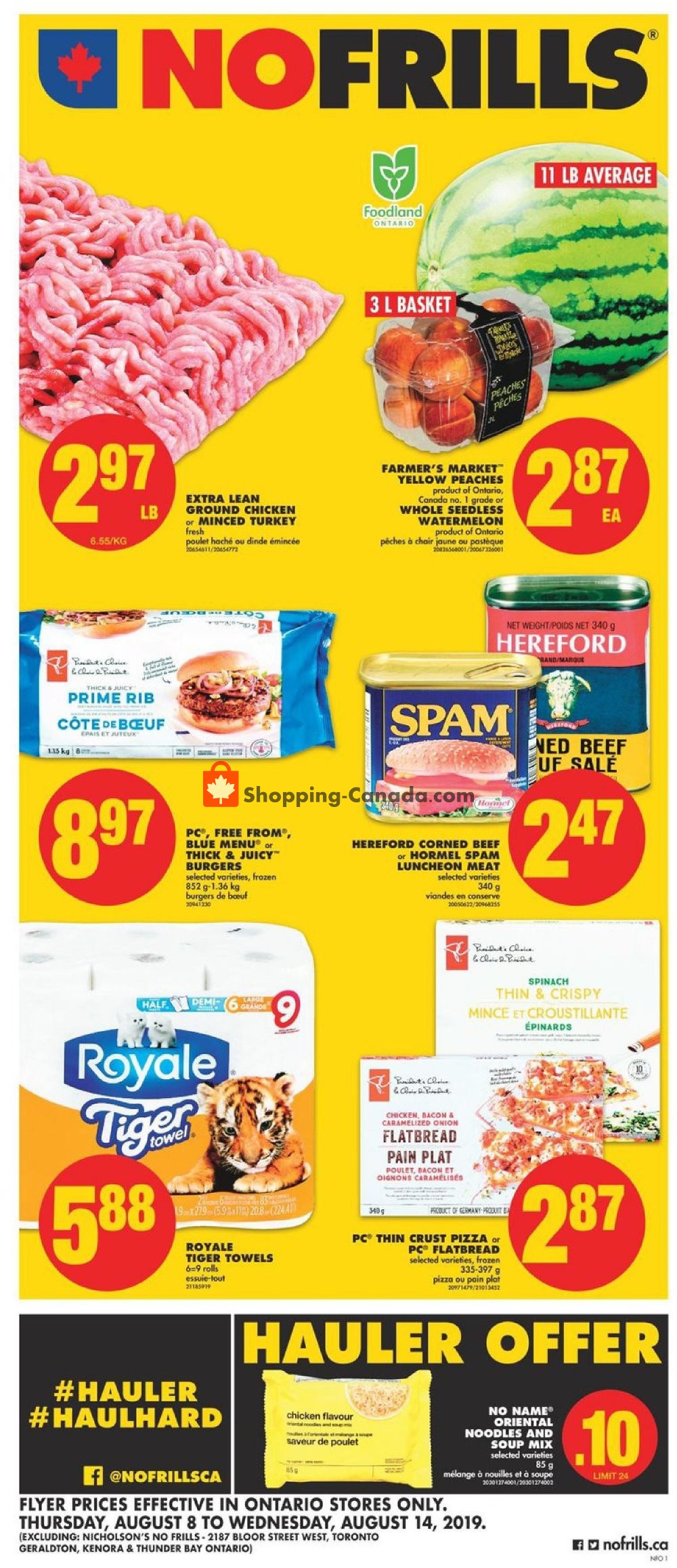 No Frills flyer from Thursday August 8, 2019 to Wednesday August 14, 2019 - page 1