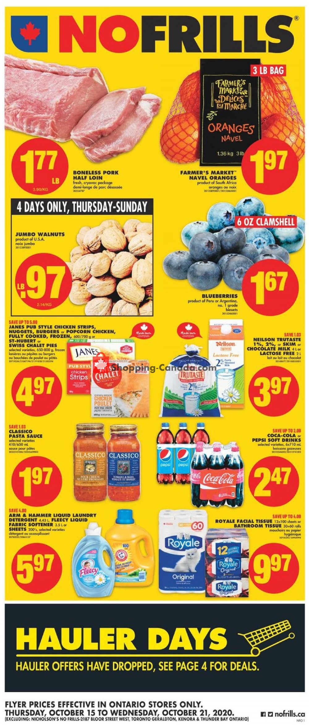 No Frills flyer from Thursday October 15, 2020 to Wednesday October 21, 2020 - page 1