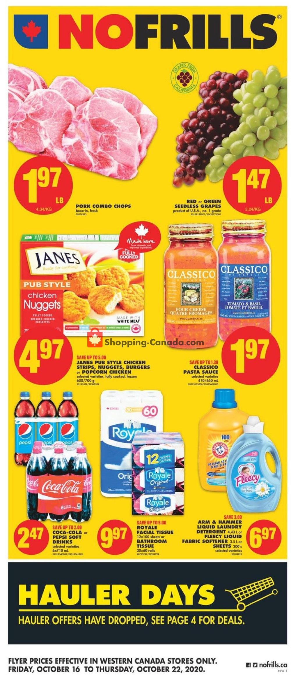 No Frills flyer from Friday October 16, 2020 to Thursday October 22, 2020 - page 1