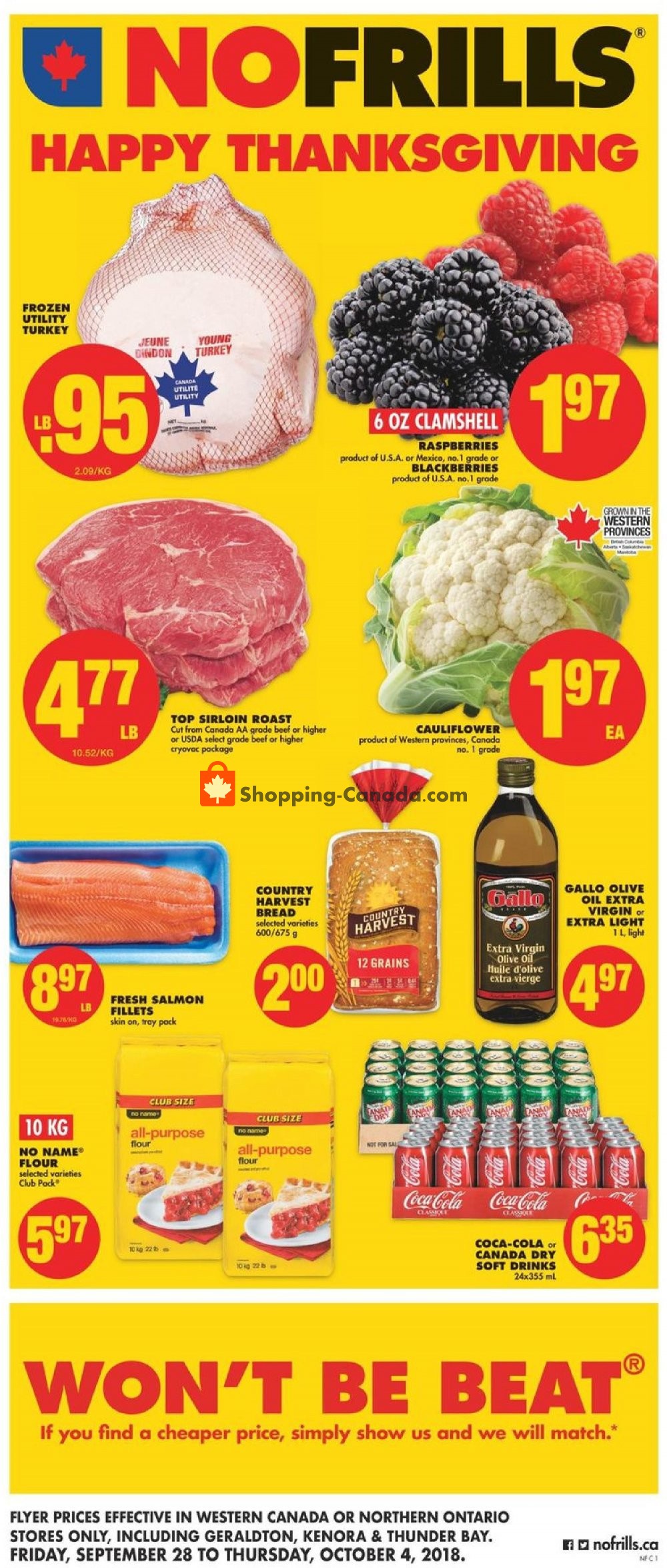 No Frills flyer from Friday September 28, 2018 to Thursday October 4, 2018 - page 1