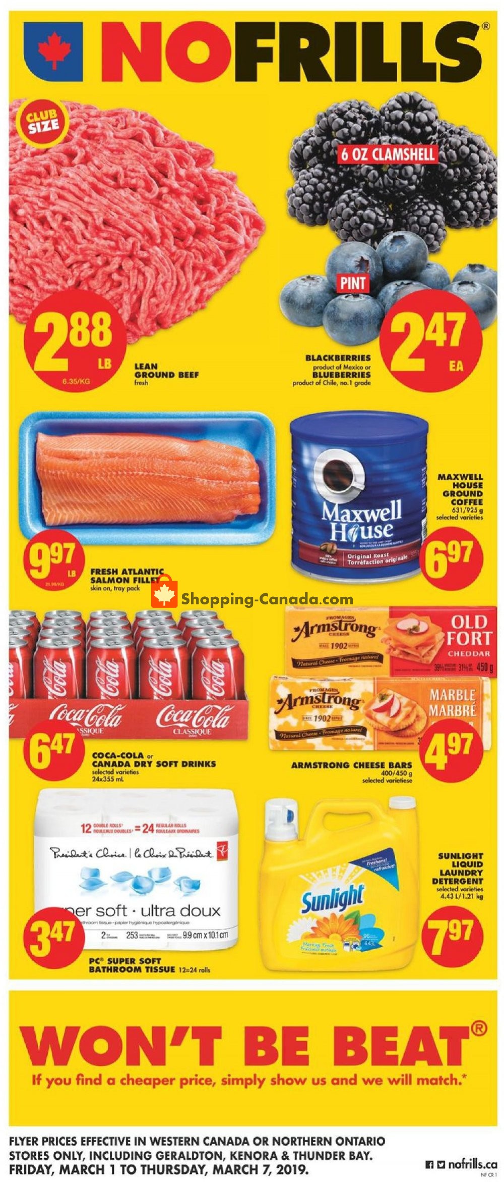 No Frills Canada, flyer (Won't be Beat West) March 1 March 7