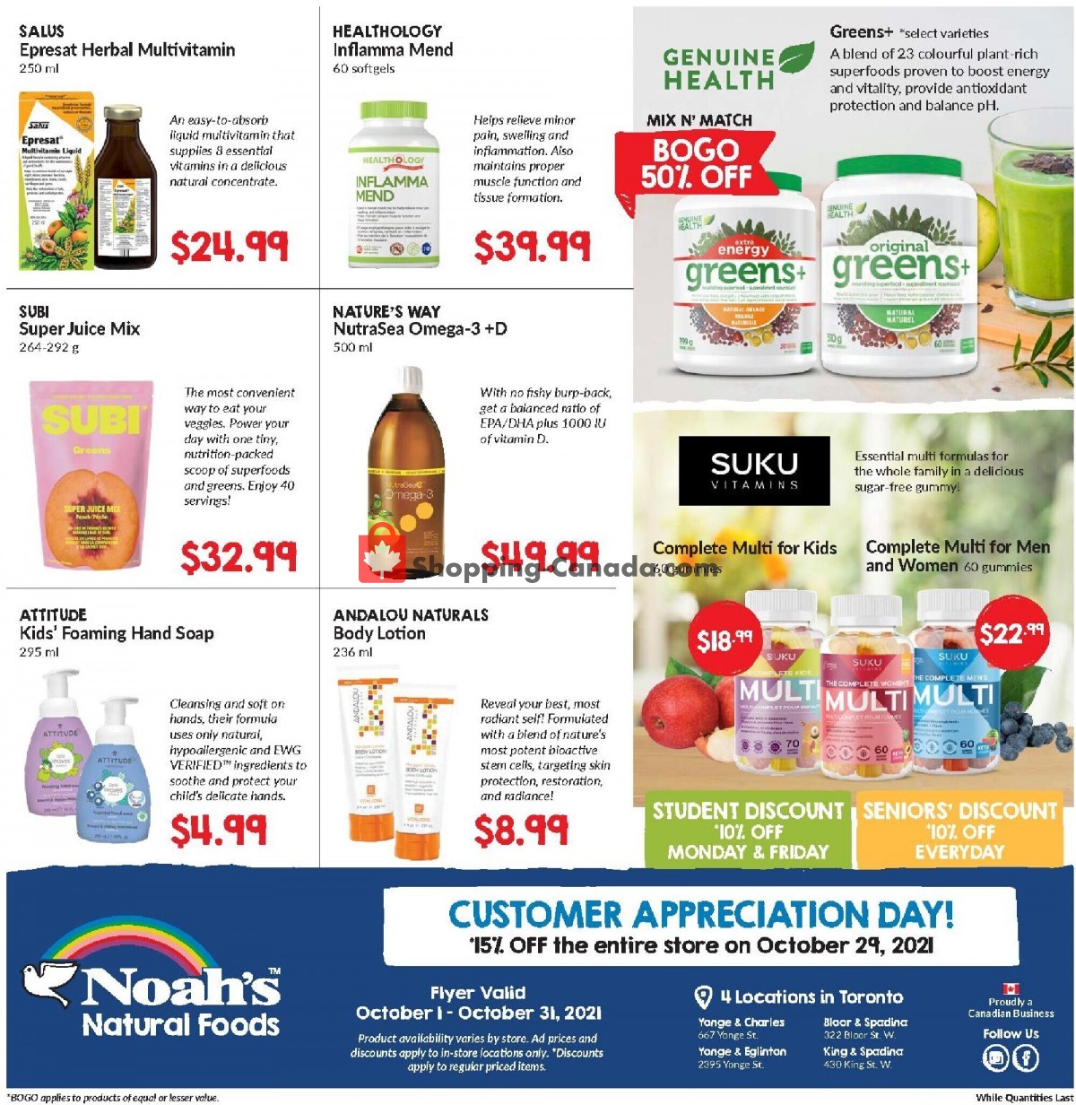 Noah's Natural Foods flyer from Friday October 1, 2021 to Sunday October 31, 2021 - page 4