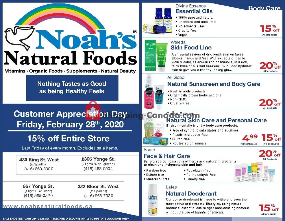 Noah's Natural Foods flyer from Saturday February 1, 2020 to Friday February 28, 2020 - page 1