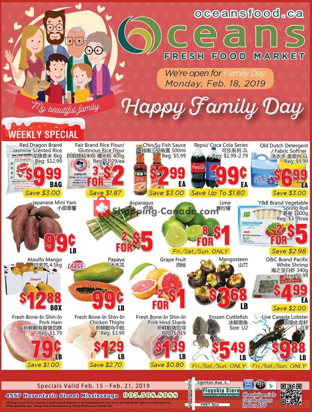 Oceans Fresh Food Market flyer from Friday February 15, 2019 to Thursday February 21, 2019 - page 1