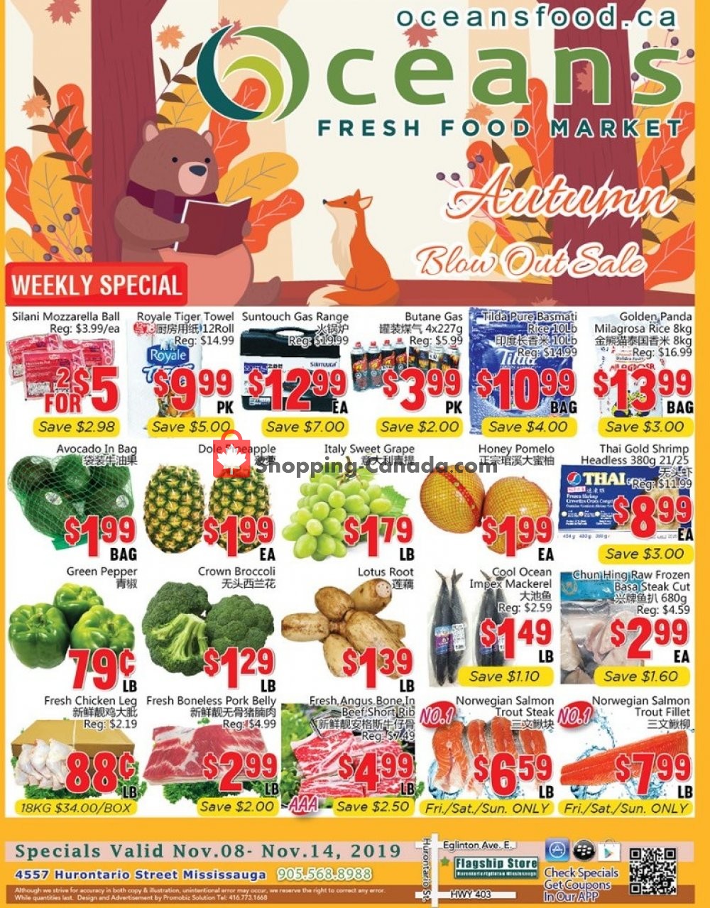 Oceans Fresh Food Market flyer from Friday November 8, 2019 to Thursday November 14, 2019 - page 1