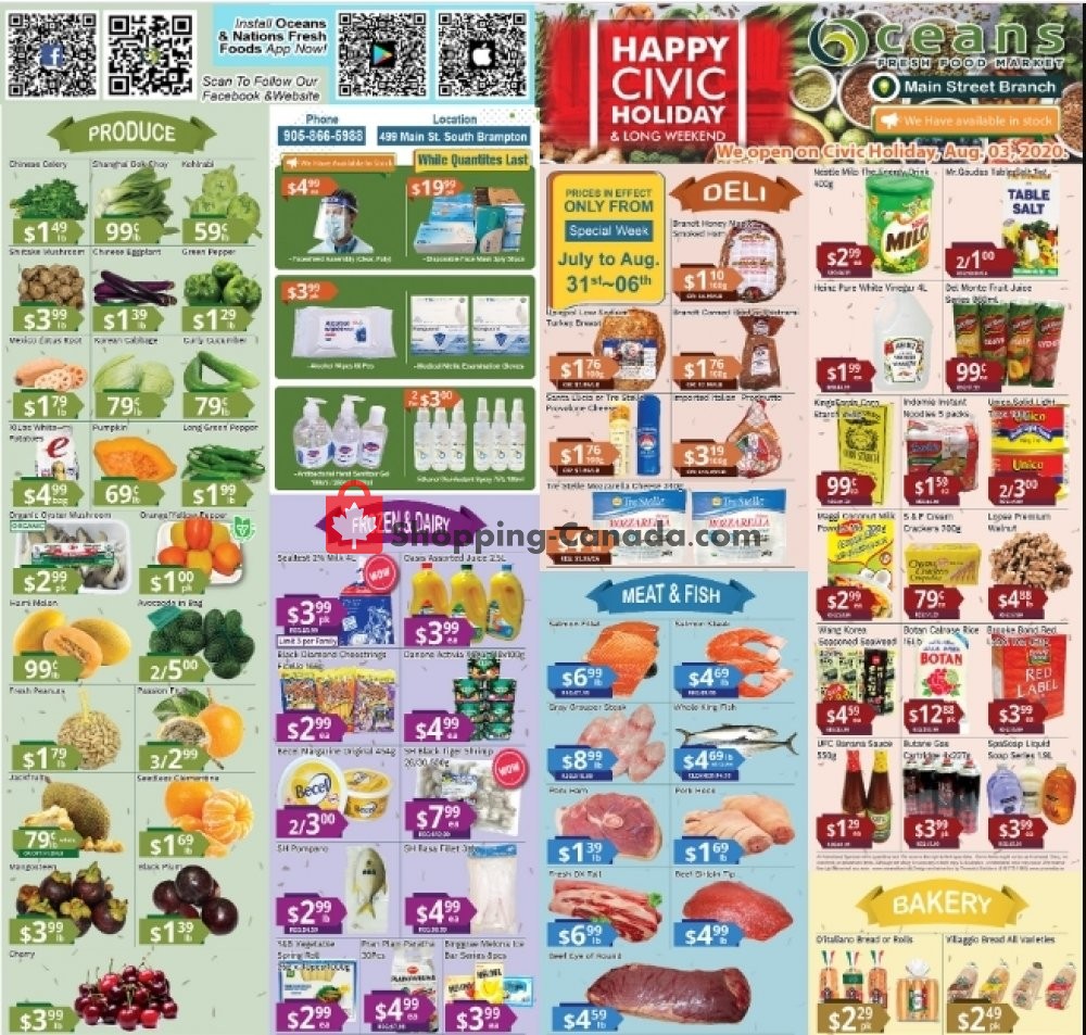 Oceans Fresh Food Market flyer from Friday July 31, 2020 to Thursday August 6, 2020 - page 1