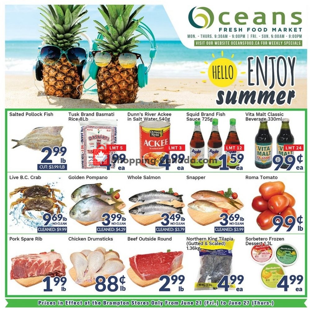 Oceans Fresh Food Market flyer from Friday June 21, 2019 to Thursday June 27, 2019 - page 1