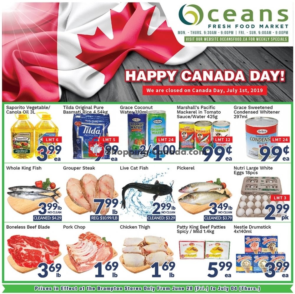 Oceans Fresh Food Market flyer from Friday June 28, 2019 to Thursday July 4, 2019 - page 1