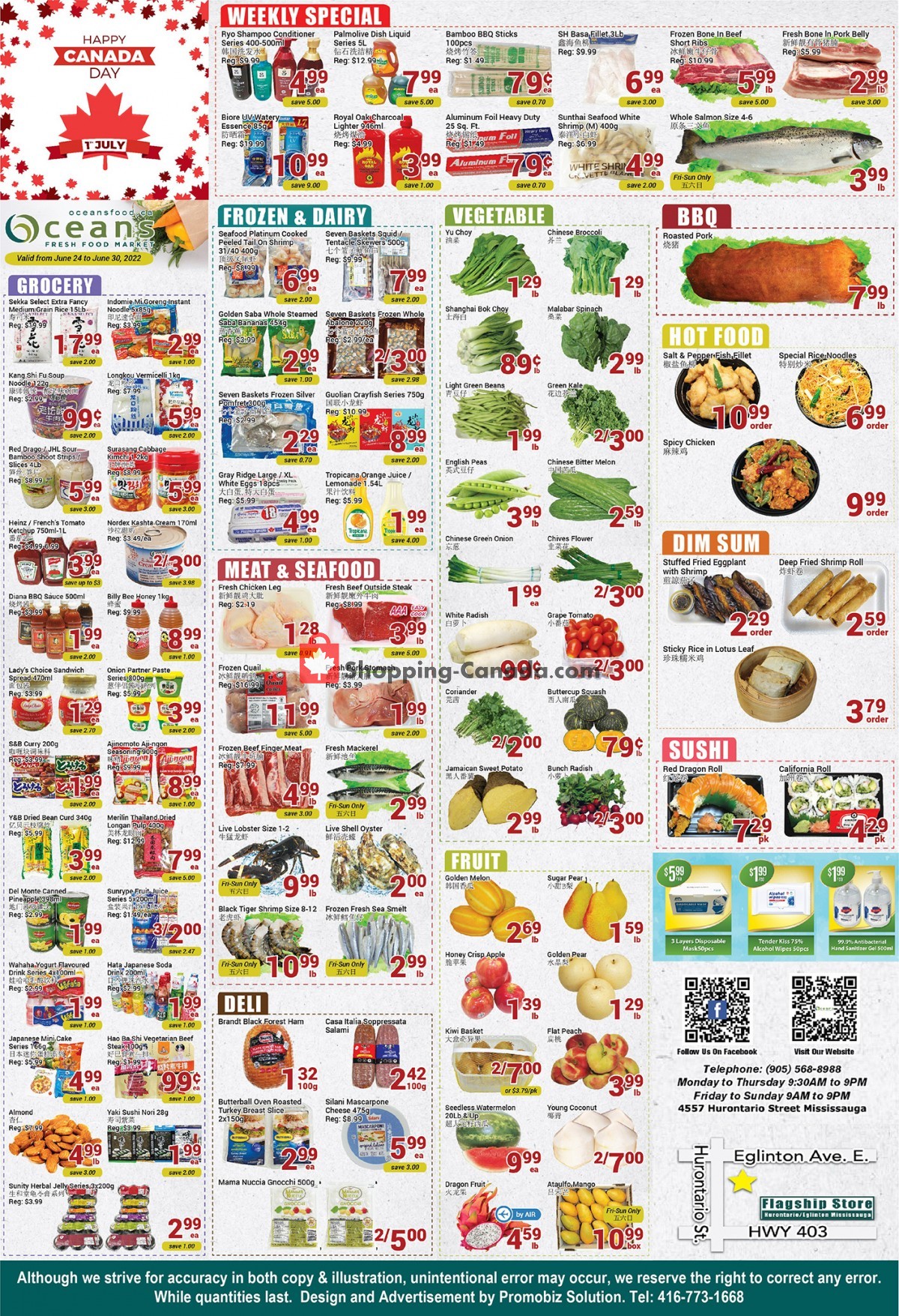 Oceans Fresh Food Market Canada, flyer (Happy Canada Day