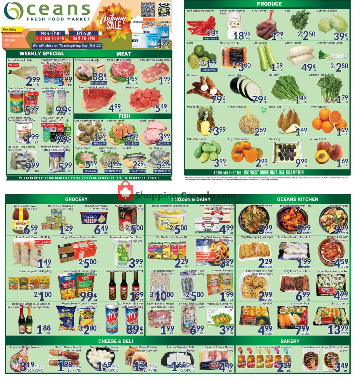 Oceans Fresh Food Market flyer from Friday October 8, 2021 to Thursday October 14, 2021 - page 1