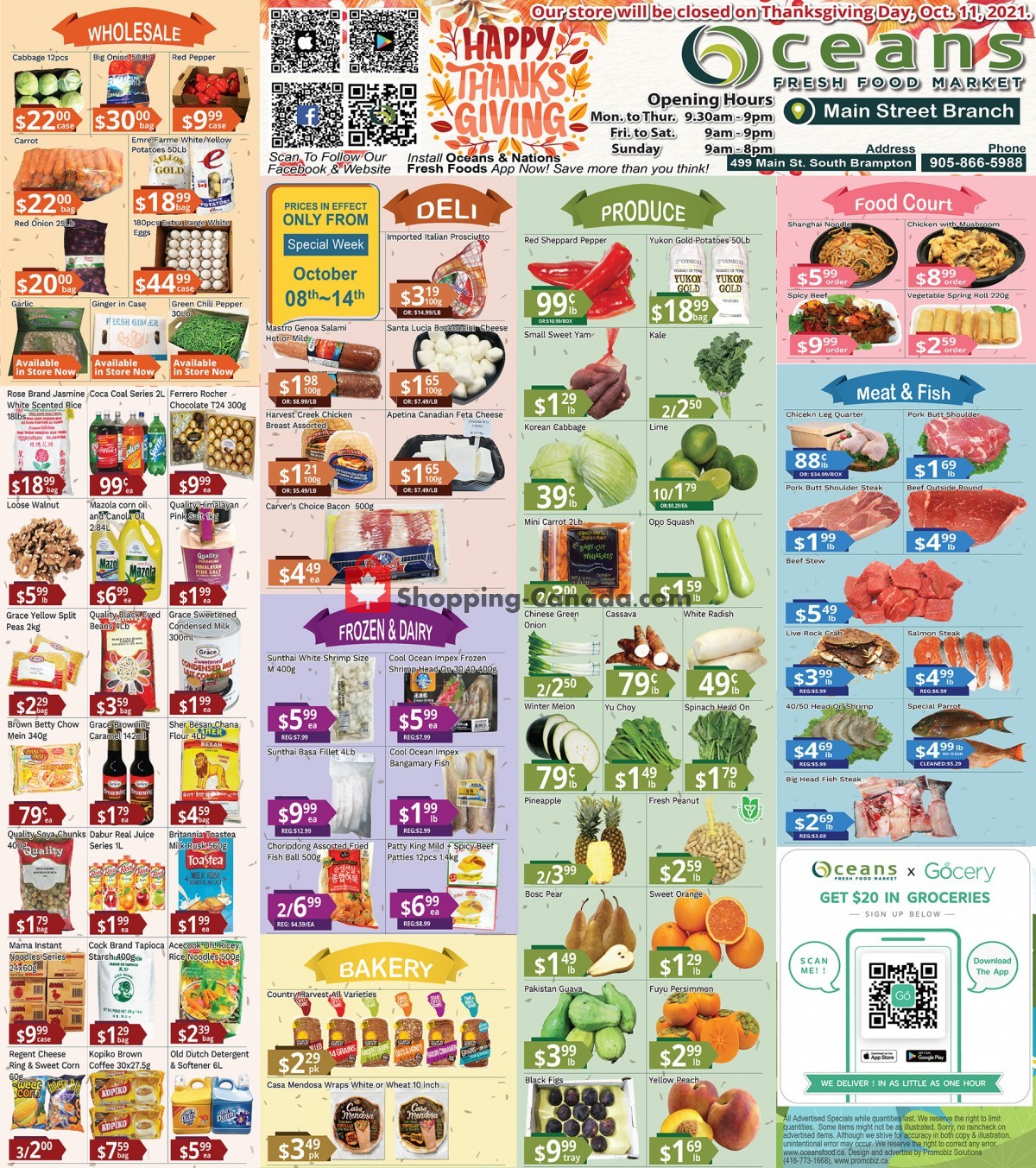 Oceans Fresh Food Market flyer from Friday October 8, 2021 to Thursday October 14, 2021 - page 1